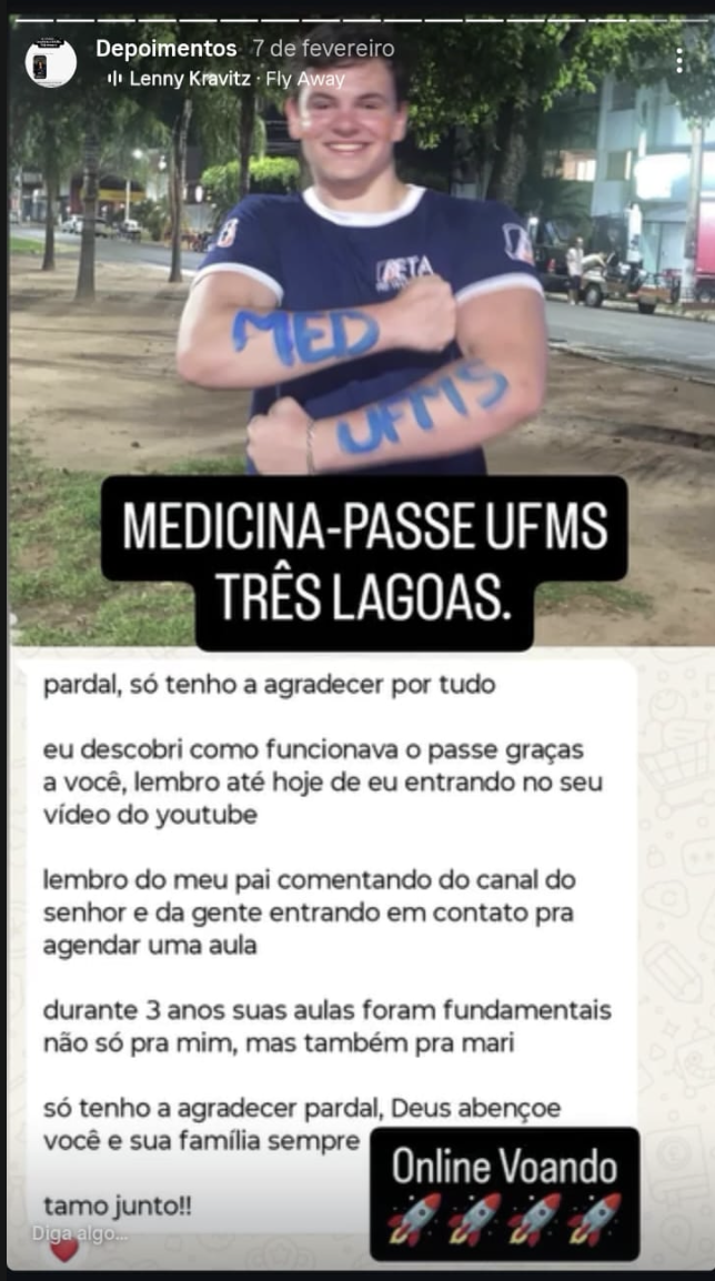 Depoimento de aluno