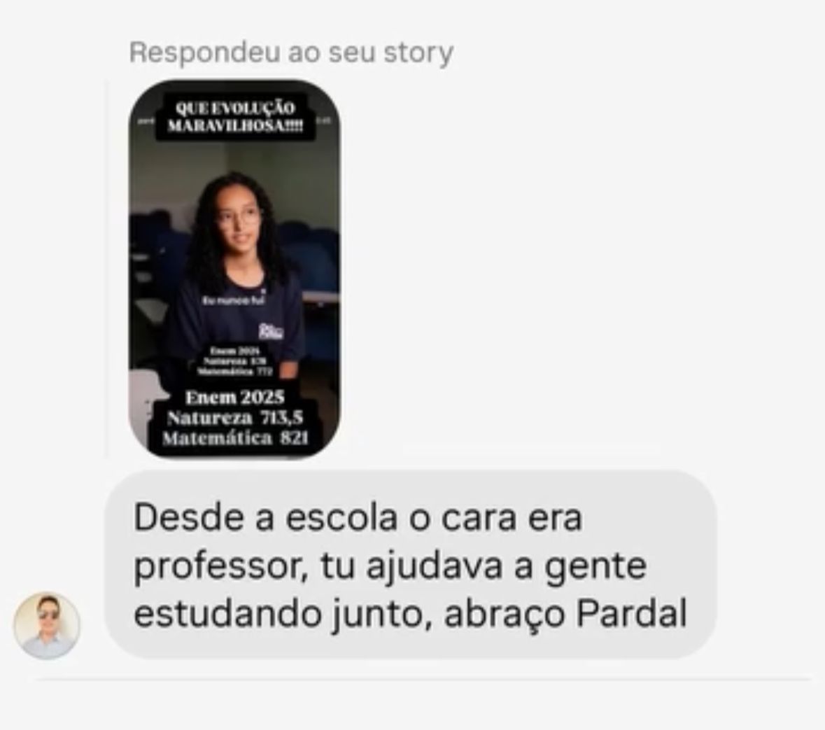 Depoimento de aluno